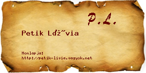 Petik Lívia névjegykártya